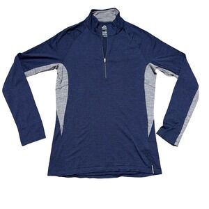 Kathmandu Merino195 1/4 Zip Pullover Mens Large Navy Blue Wool Base Layer Top